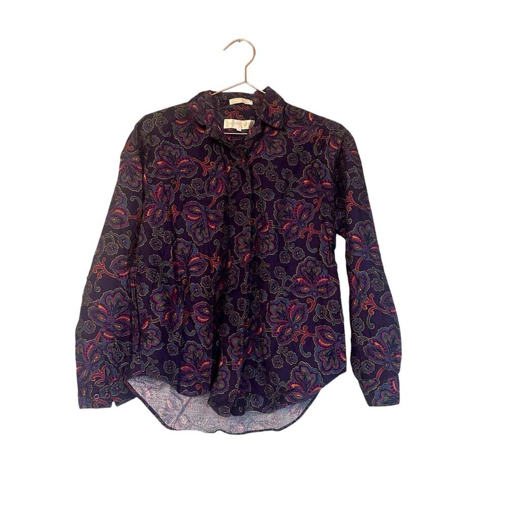 John Henry Purple Floral Blouse - Size 10 - Excellent Condition